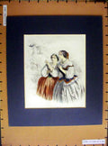 Old Antique Print Hand Coloured C1880 Bergere Paris Beautiful Ladies Bird 19th