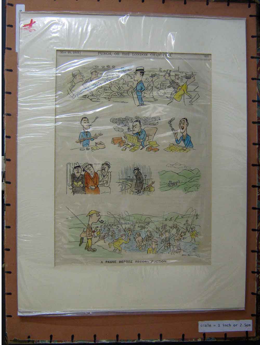 Original Old Vintage Print Hand Coloured 1919 Punch Newspaper London Charivari