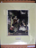 Original Old Antique Print C1880 Hand Coloured Family Man Children Dog Egleton