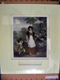 Original Old Antique Print C1880 Hand Coloured Mother Children Ladies Fair 19th