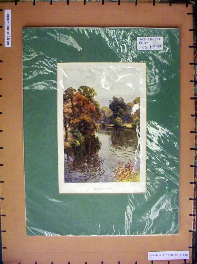 Original Old Antique Print C1790 Colour View River Dee Eaton Trees Nature 18th