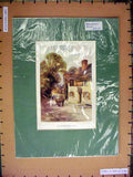 Original Old Antique Print C1790 Colour View Leather Bottle Cobham Inn Pub 18th