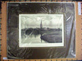Old Antique Print C1880 View Salisbury Cathedral Architecture River Trees 19th