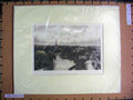 Old Antique Print C1880 View Stratford On Avon Town England Church Tower 19th