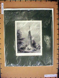 Original Old Antique Print C1880 View Waltham Cross Monument Trees Engraving