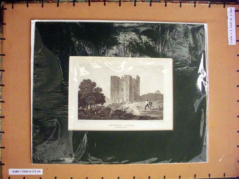 Original Old Antique Print C1880 View Bothwell Castle Northumberland England