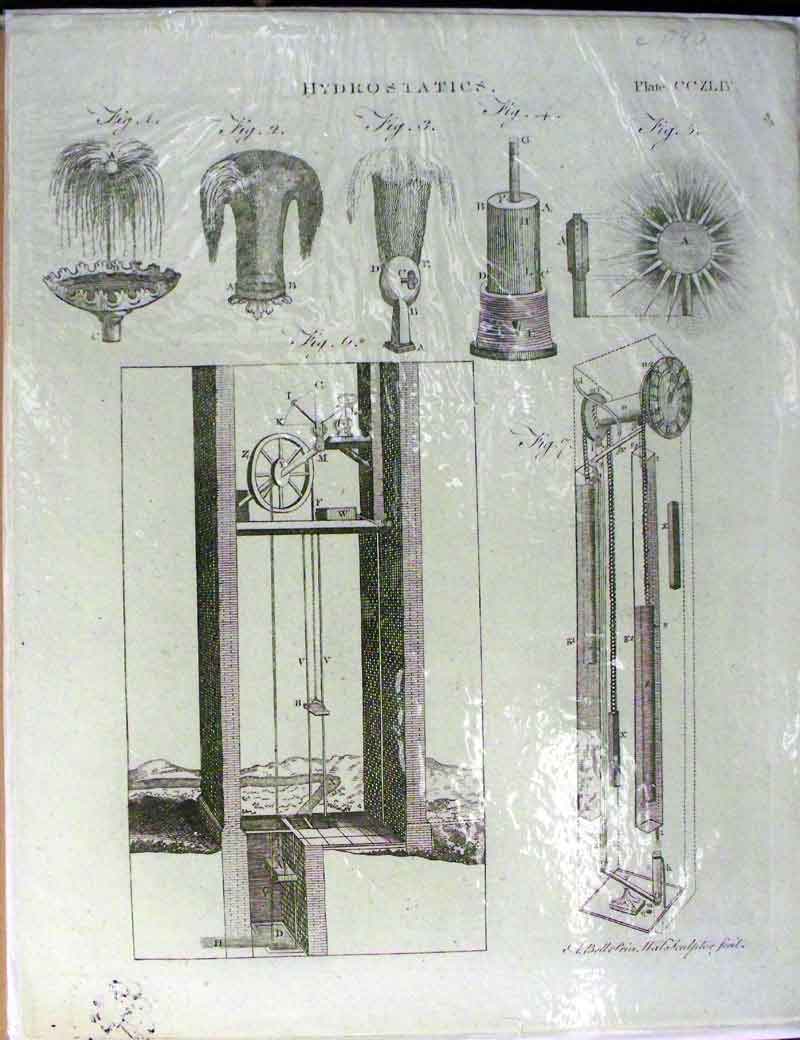 Old Antique Print Encyclopaedia C1779 Hydrostatics Instruments Machinery 18th