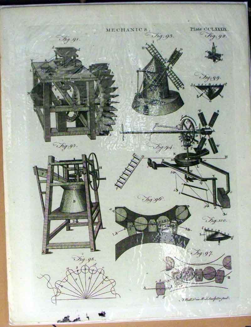 Antique Old Print Ref.300 Encyclopaedia C1779 Mechanics Instruments Machinery