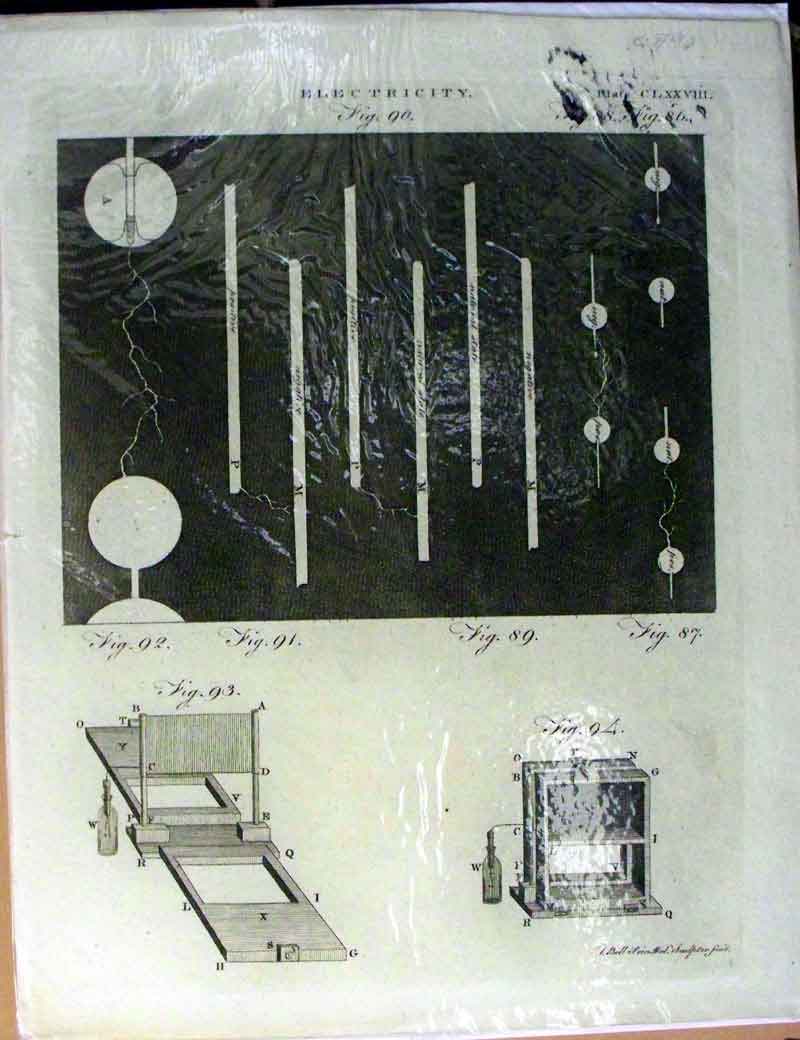 Original Old Antique Print Encyclopaedia Electricity Instruments Drawings C1790