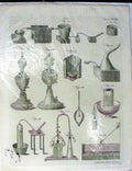 Original Old Antique Print Encyclopaedia Gas Instruments Experiments