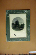 Original Old Antique Print Hand Coloured C1880 View Horton Church Graveyard