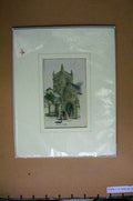 Old Antique Print Hand Coloured C1880 View Ivy Tower Church Architecture 19th