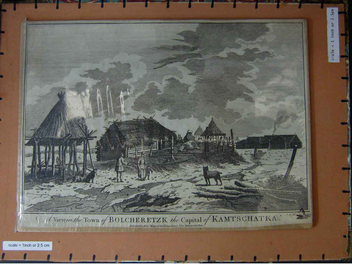 Original Old Antique Print C1800 Bolcheretzk Kamtschatka Captain Cook Voyages