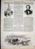 Original Old Antique Print Bull Fight Madrid Portrait Manks Jocelyn Mp 1850 19th