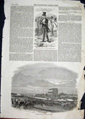 Original Old Antique Print Epson Races Derby Stakes Horse Racing 1850 Victorian