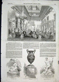 Original Old Antique Print Hernhesse House Park Lane Statue Cupid Vase 1850 19th