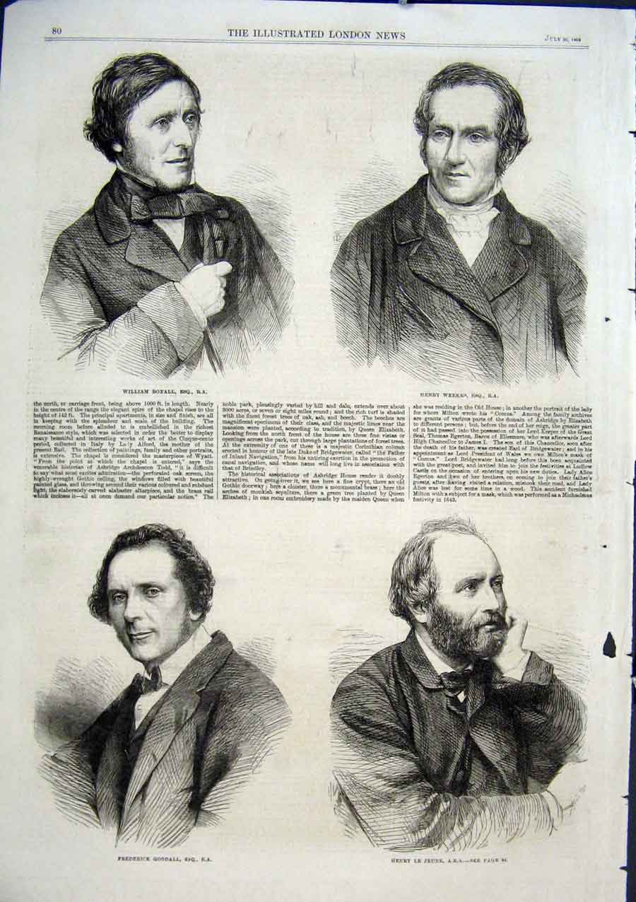 Original Old Antique Print Portraits Boxhall Weekes Goodall De Jeune 1863 19th