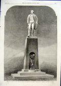 Original Old Antique Print Statue Herbert Ingram At Boston Lincoln 1863 19th