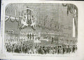 Original Old Antique Print Opening Railway Gottenburg To Stockholm Sweden 1863