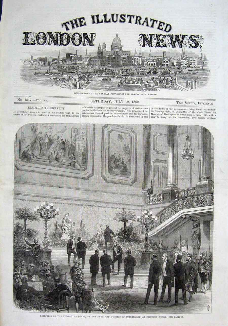 Original Old Antique Print Stafford House Reception 1869 19th Century