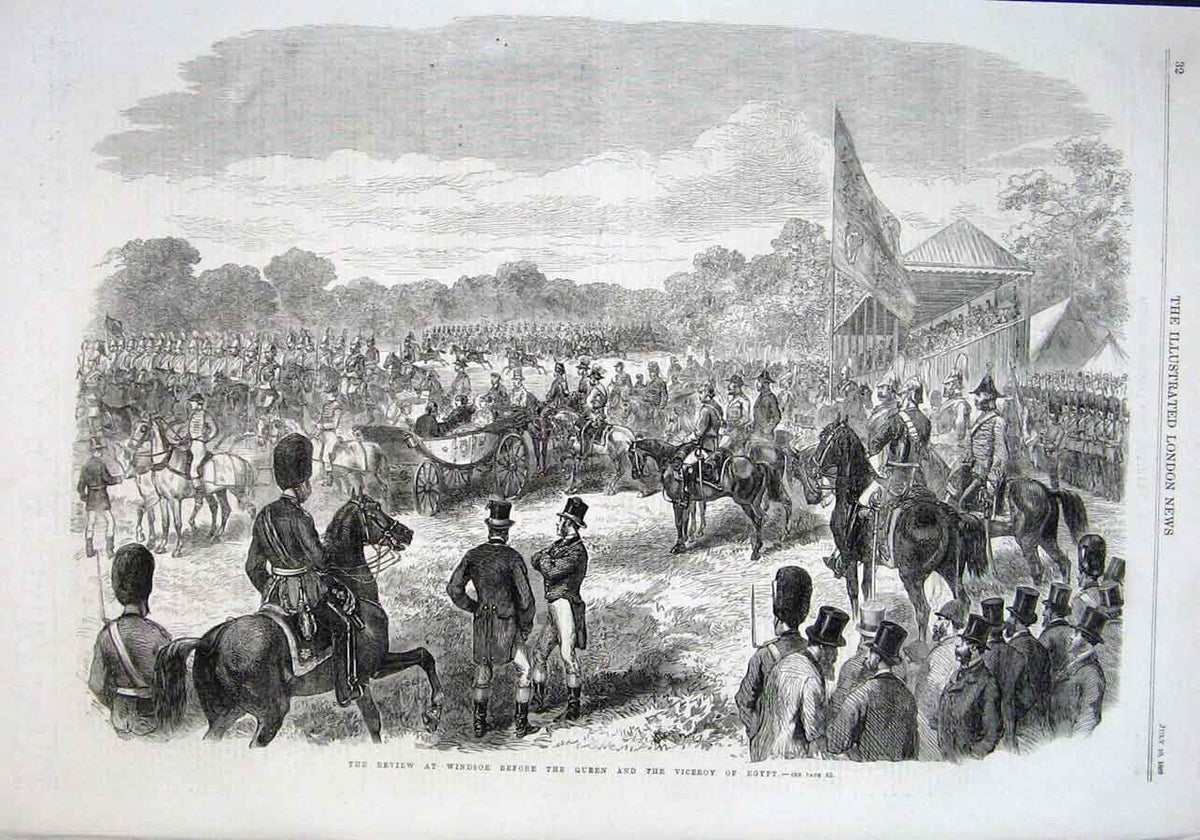 Old Antique Print Review Windsor Before Queen Victoria & Viceroy Egypt 18 19th