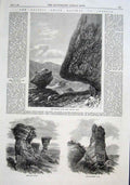 Old Antique Print Pacific Railway America Hanging Rock Echo Canyon Utah