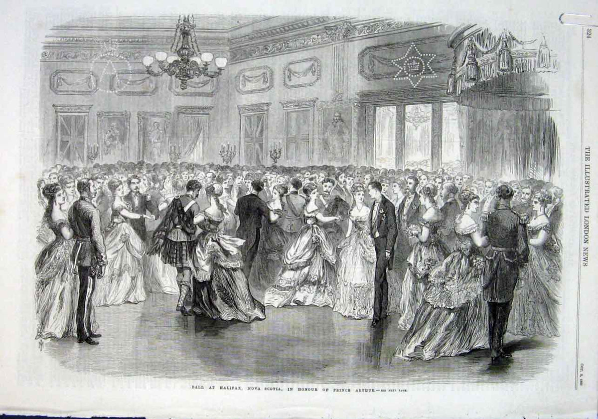 Old Antique Print Ball Halifax Nova Scotia To Honour Prince Arthur 1869 19th