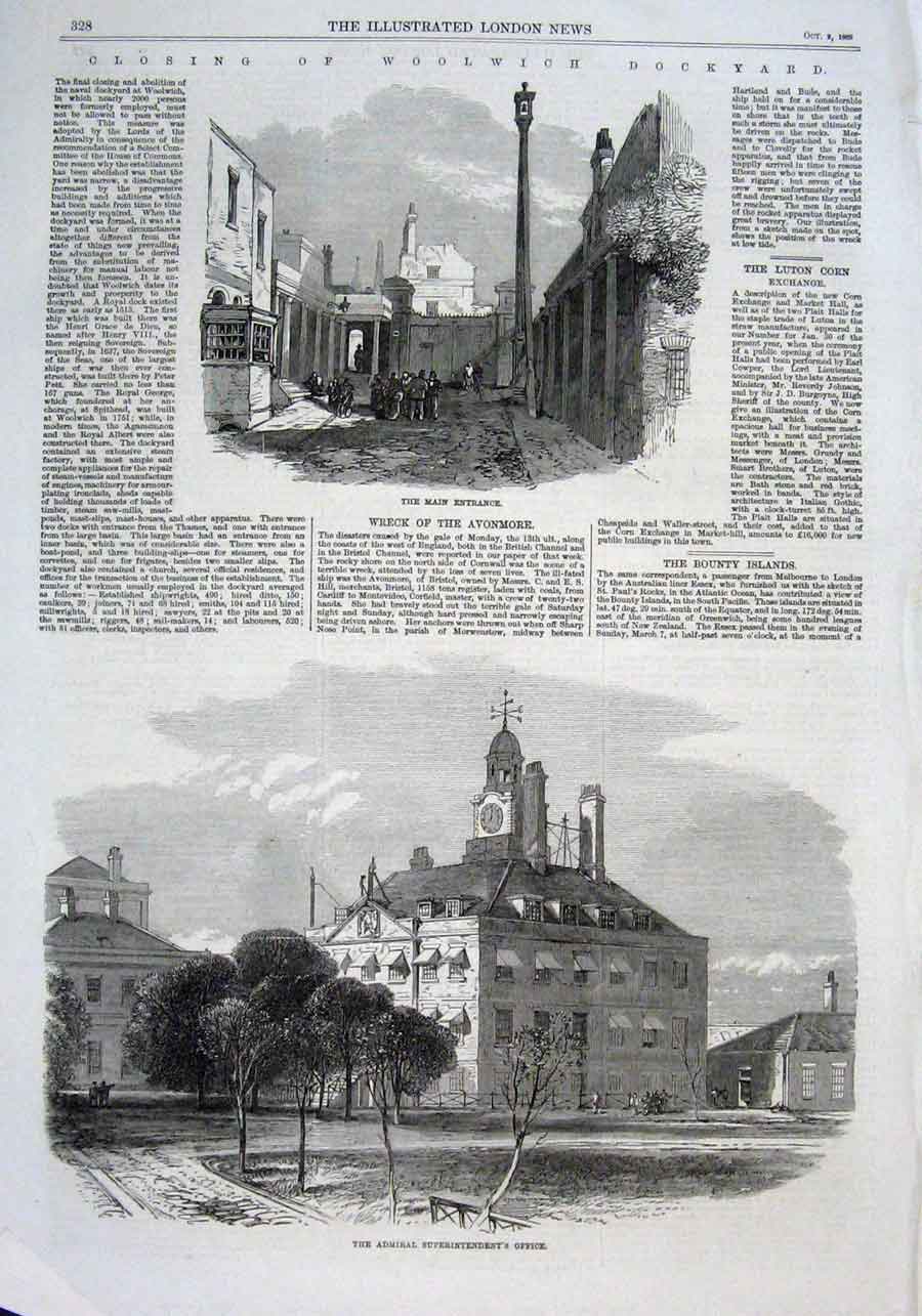 Original Old Antique Print Closing Woolwich Dockyards 1869 19th