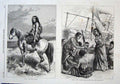 Old Antique Print Kamilo A Patogonian Cacique African Women Husking Meal