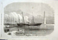 Original Old Antique Print French Ship Aigle Enters Suez Canal 1869 Victorian