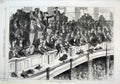 Original Old Antique Print Students Gallery At Oxford Commemoration 1870 19th