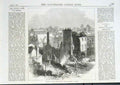 Original Old Antique Print Ruins Fire St Aldate Street Oxford 1870 Victorian