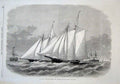 Original Old Antique Print Ocean Yacht Race Dauntless V Cambria 1870 Victorian