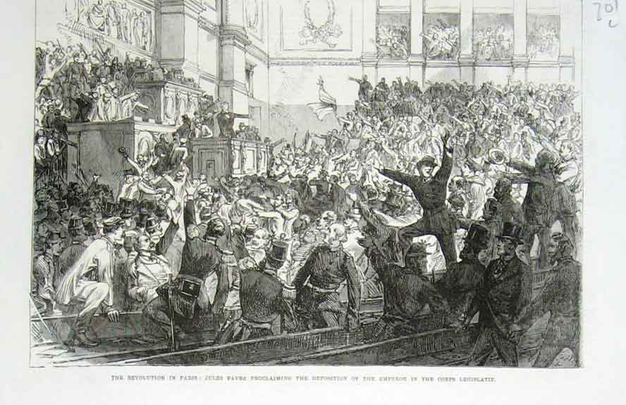 Old Antique Print Jules Favre Proclaiming Desposition Corps Legislatif