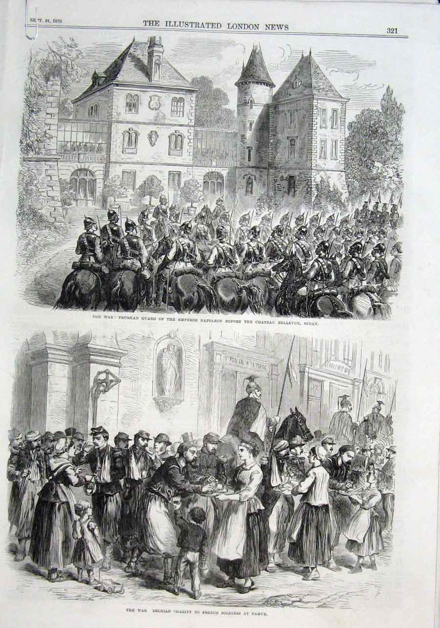 Original Old Antique Print Francis Tireurs Looking For Prussians Nr Paris 1870