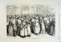 Original Old Antique Print Ques Waiting To Buy Meat Paris 1870 War Franc 19th