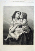 Original Old Antique Print Mother & Child 1870 By Merle Fine Art 19th