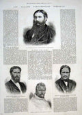 Original Old Antique Print New Zealand Parliamentry Portraits 1875 Victorian