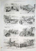 Original Old Antique Print Floods In France Toulouse 1875 19th Century
