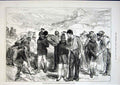 Original Old Antique Print Artic Exped English Sailors With Greenland Girls 1875