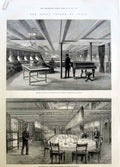 Original Old Antique Print On Board Hms Serapis Enroute India Top & Lower Ship