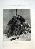 Original Old Antique Print Artic Expedition Post Office 1875 19th