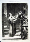 Original Old Antique Print Taking Toll A Guard'S Drink By Gilbert 1875 Victorian