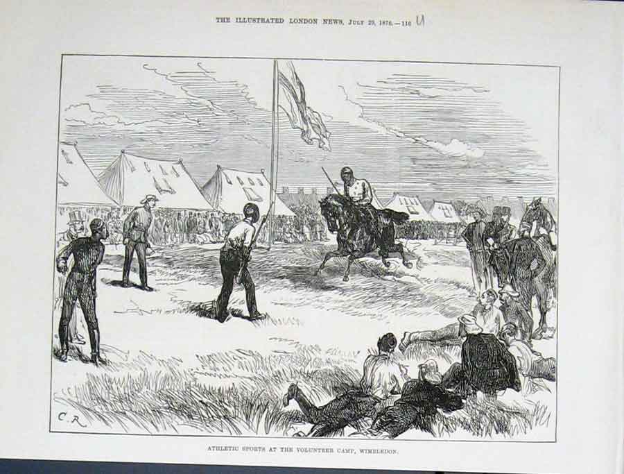 Original Old Antique Print Athletic Sports Wimbledon 1876 19th