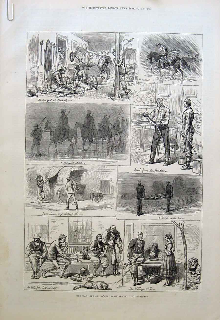 Original Old Antique Print Valuables From Ivanitza Roll Call Volunteers 1876 W