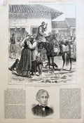 Original Old Antique Print War Servia Mourning The Dead Street In Belgrade