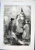 Original Old Antique Print The Waits By Robinson 1876 Fine Art 19th