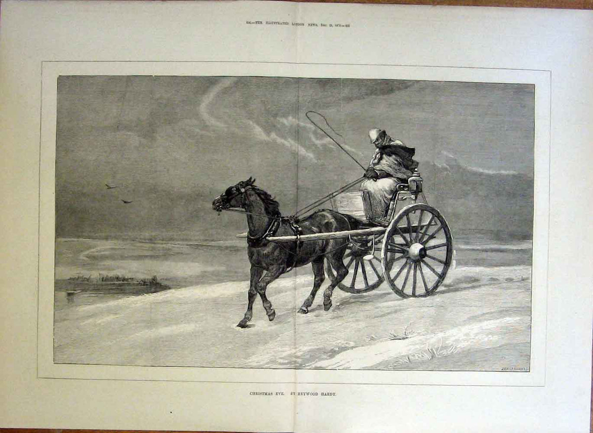 Original Old Antique Print Christmas Eve By H Hardy 1876 Fine Art Victorian
