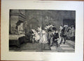 Original Old Antique Print Grandfather'S Birthday By Louis Leloir 1876 A 19th