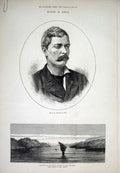 Original Old Antique Print Portrait Stanley Africa Tanganika 1878 Victorian